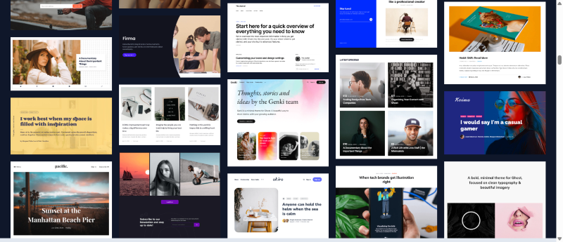 Screenshot shows websites built with Ghost.
