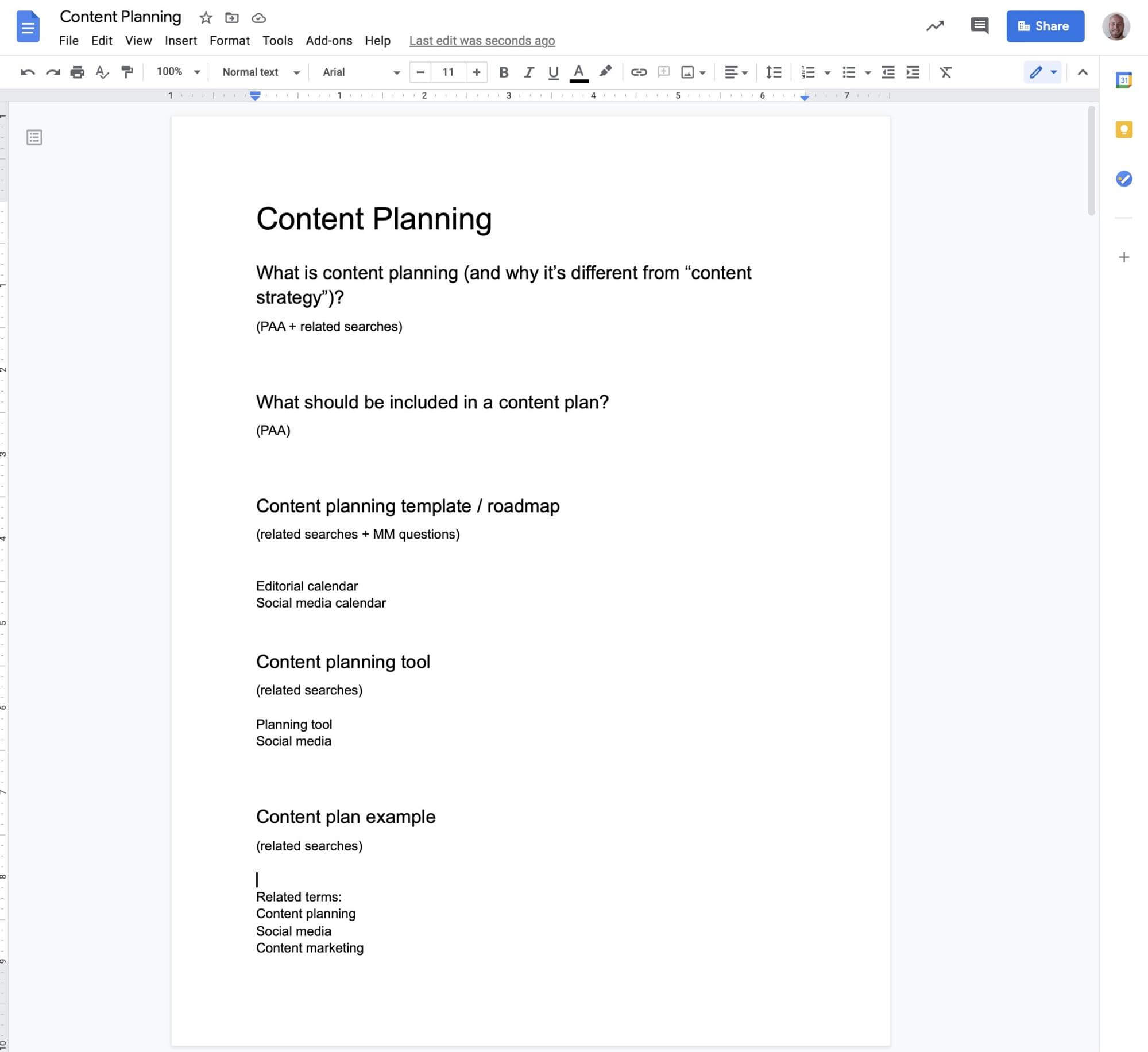 sample content outline