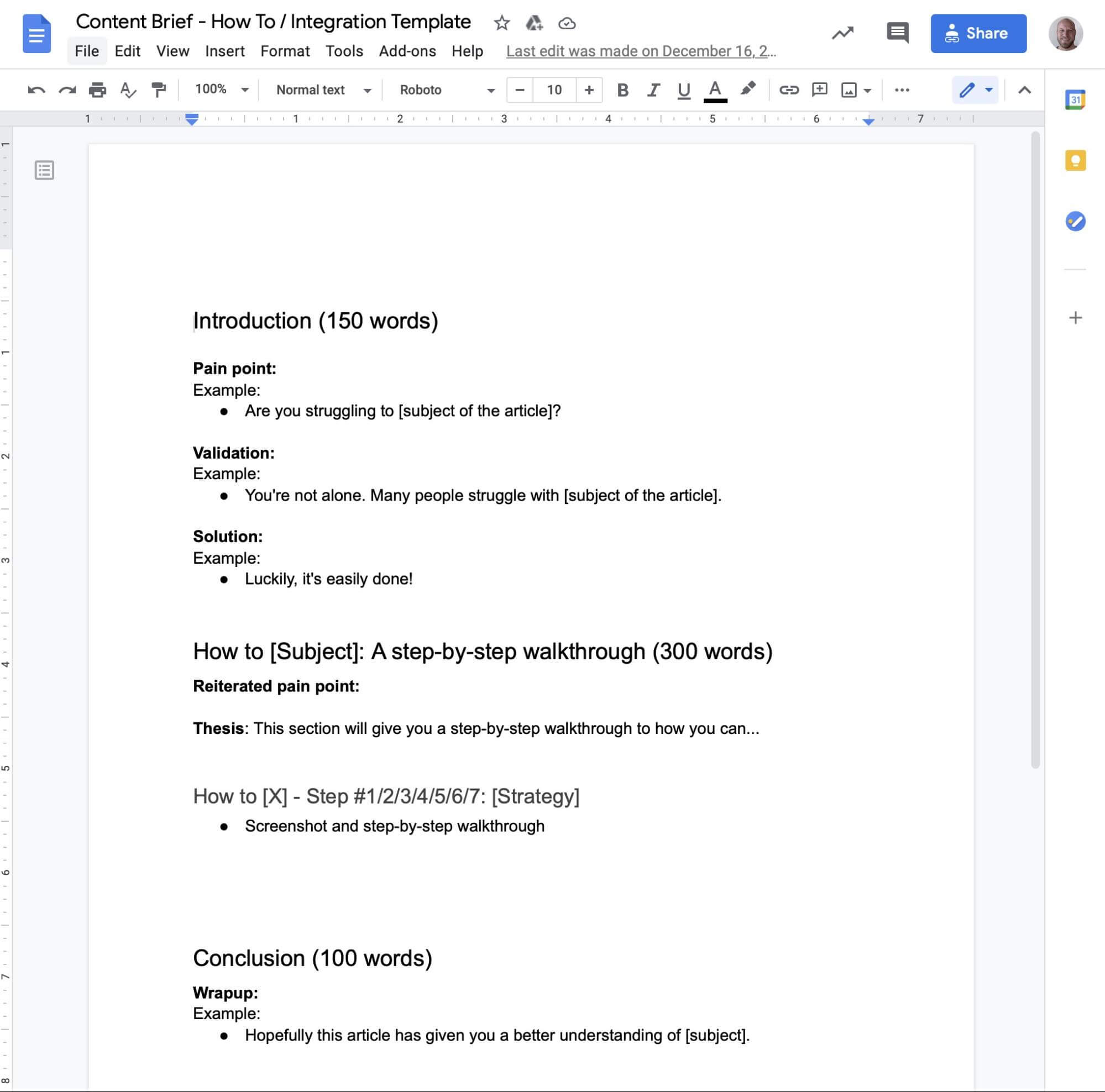 content brief template
