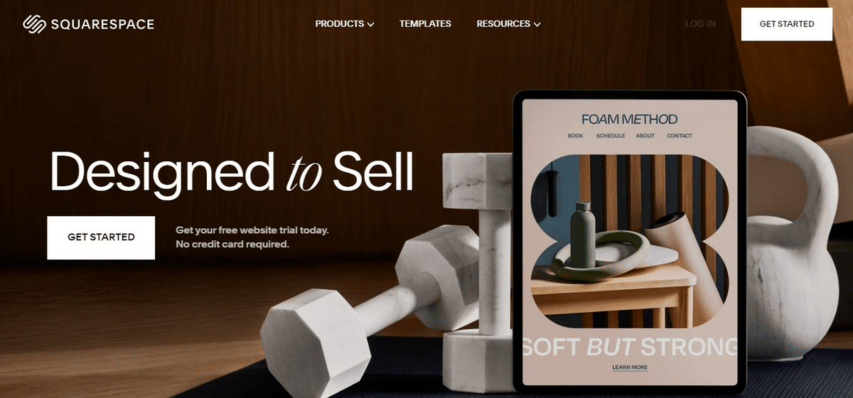 screenshot of squarespace home page
